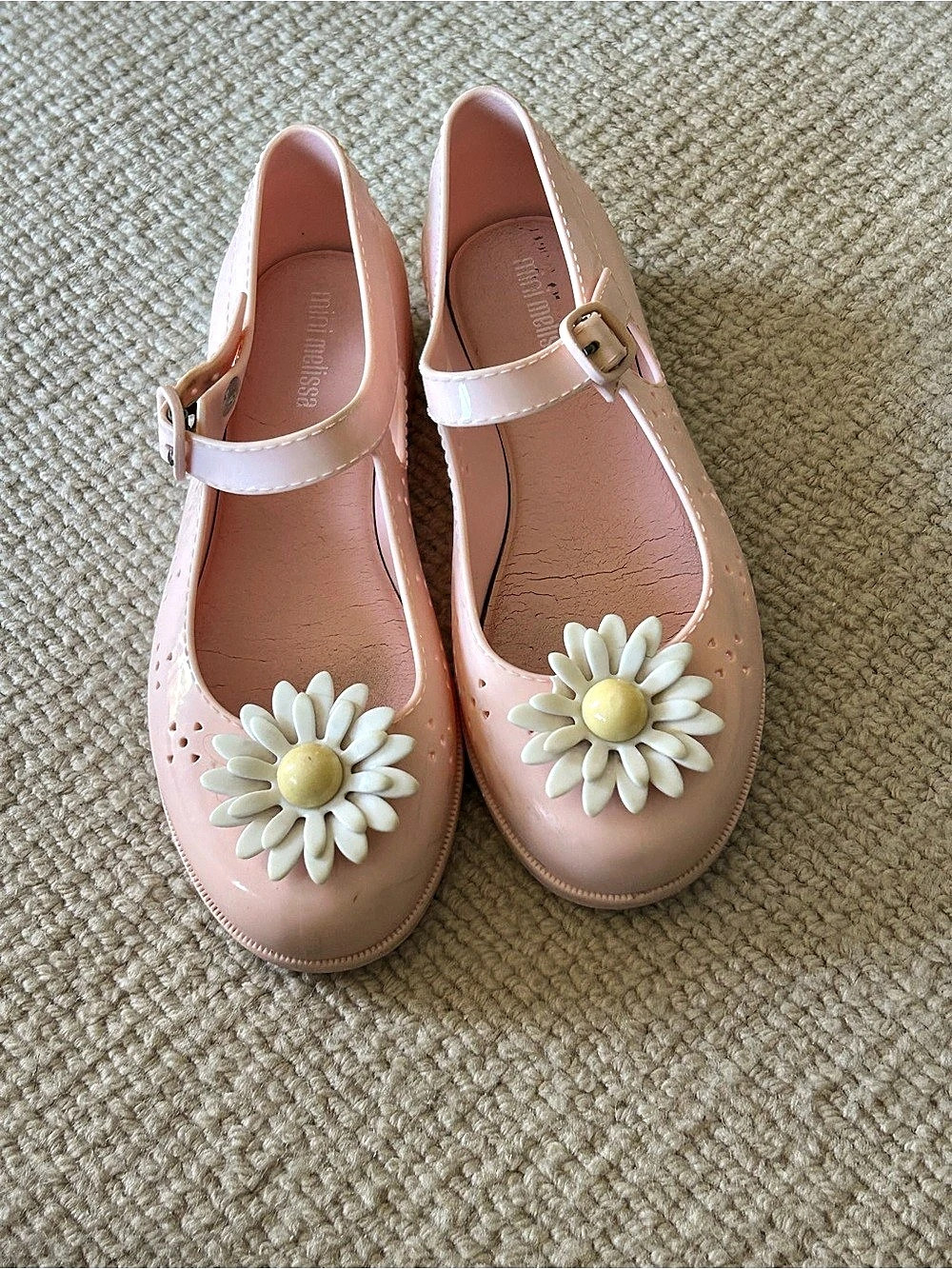 Melissa Flower Mary Jane Flats in Pink & White US 1